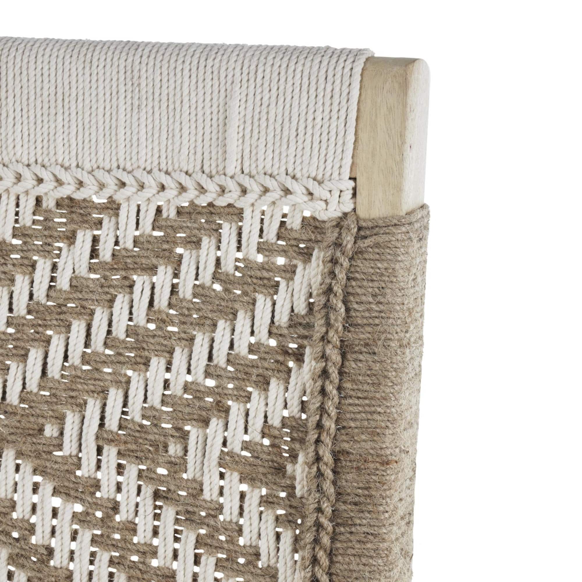32" White Jute Rope with Brown Mango Wooden Handmade Frame Chair